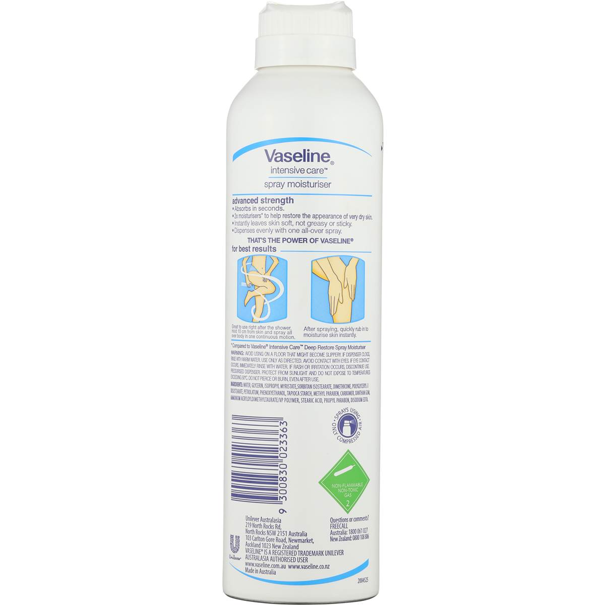 Vaseline Intensive Care Spray Body Lotion Fragrance Free 190g Woolworths