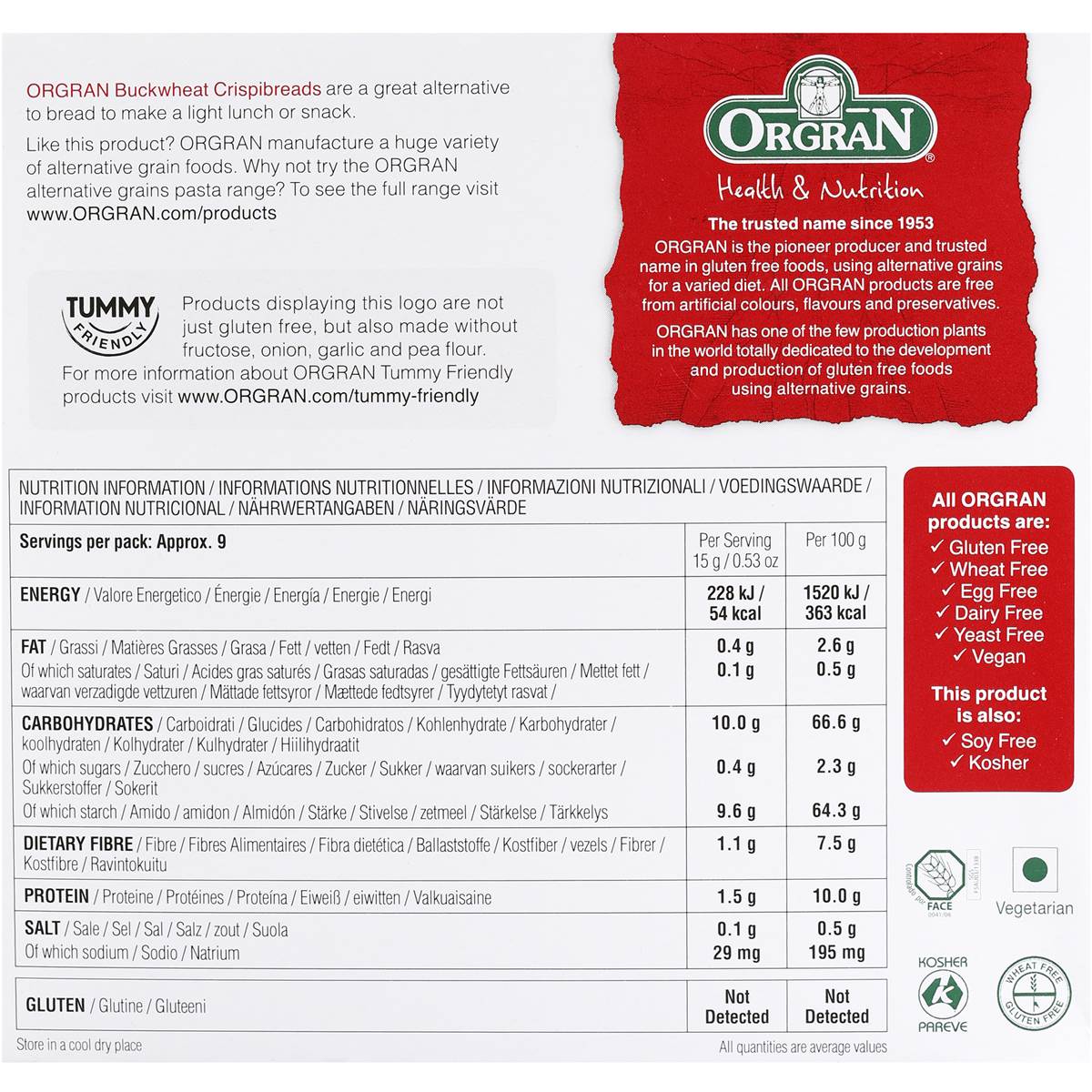 Orgran Crispbread Gluten Free Buckwheat 125g Woolworths