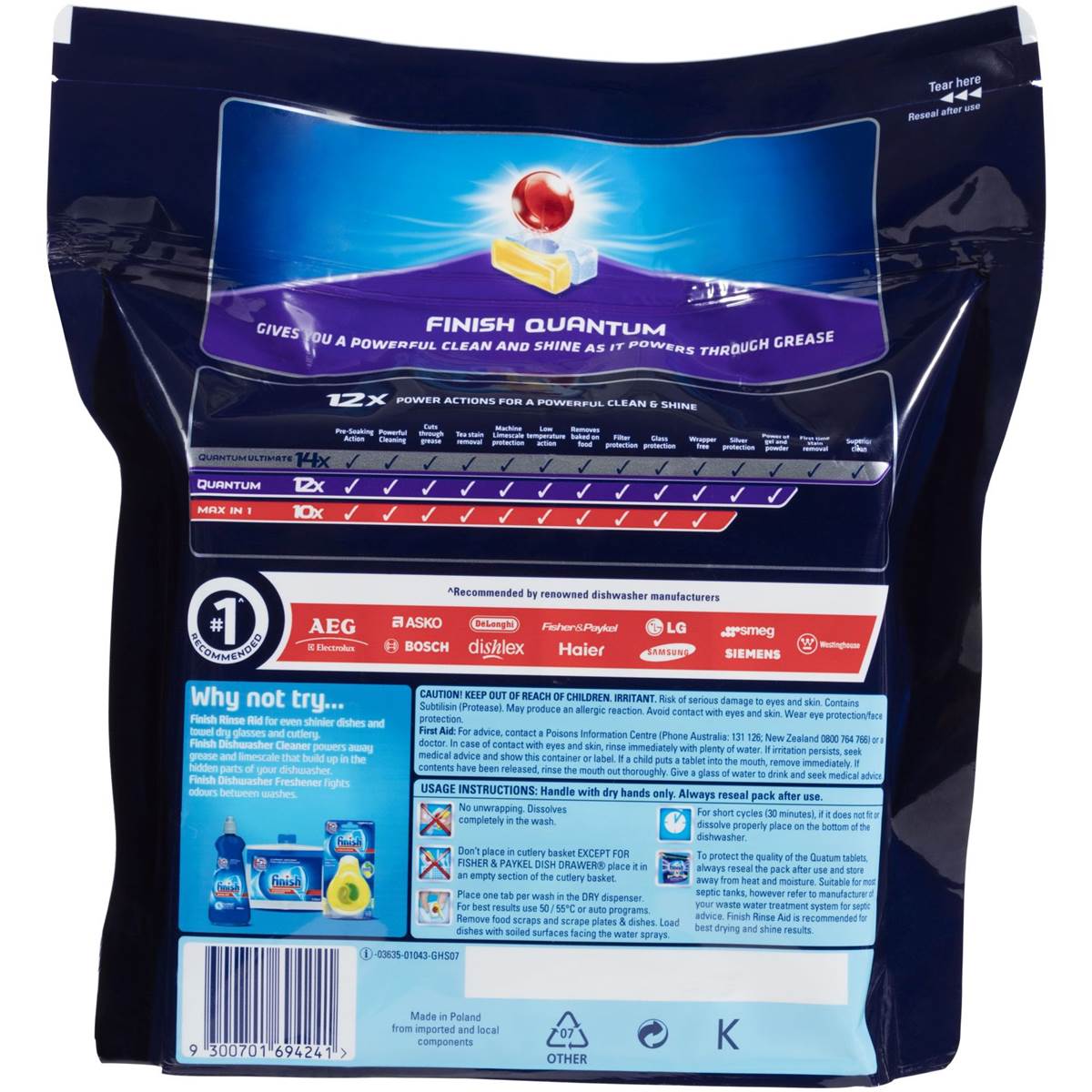 Finish Powerball Quantum Tablets Lemon Sparkle 60 Pack Woolworths