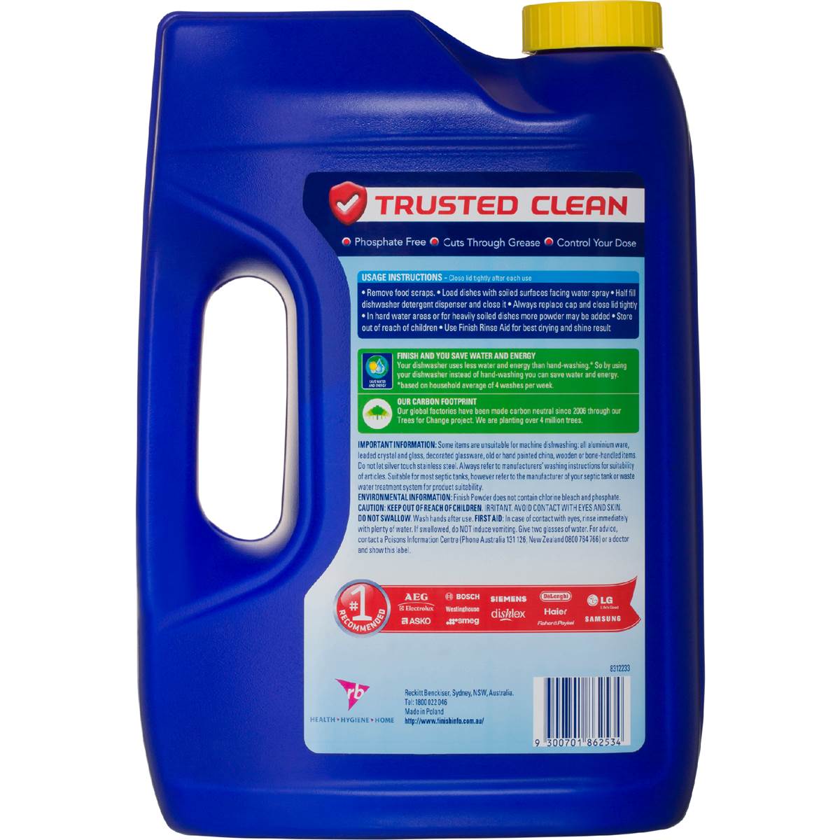 Finish Concentrated Lemon Sparkle Dishwashing Powder 2kg Woolworths