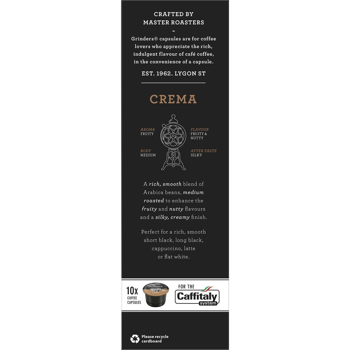 Grinders Coffee Capsules Crema Caffitaly System 10 Pack Woolworths