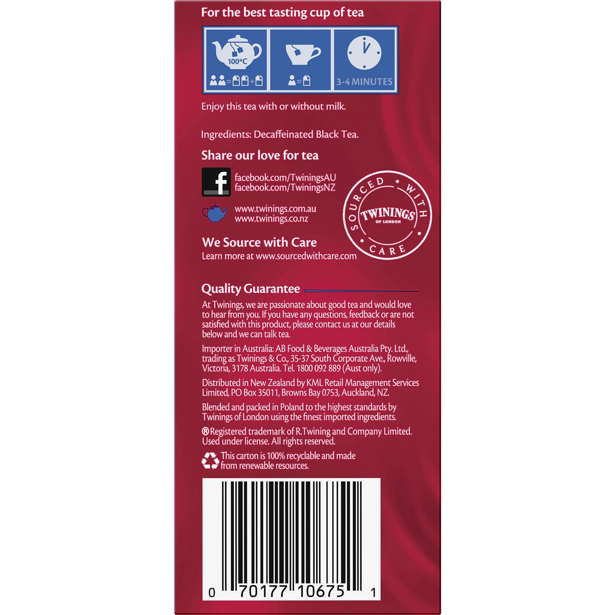 Twinings English Breakfast Decaffeinated Tea Bags 40 Pack Woolworths