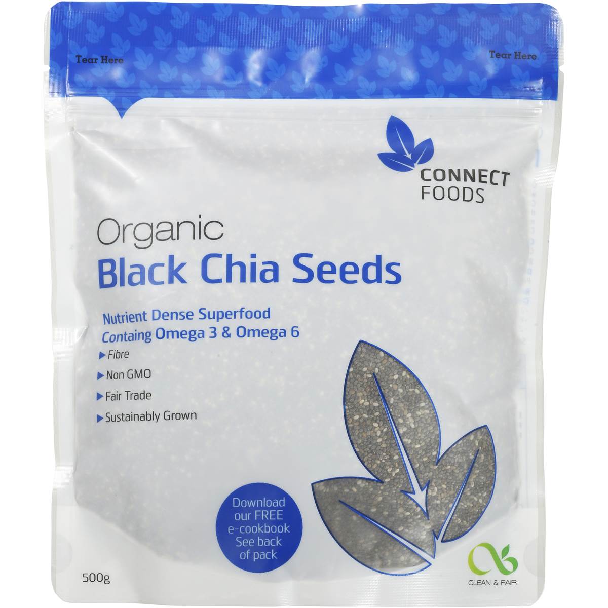 Connect Foods Chia Seeds Black Organic 500g Woolworths