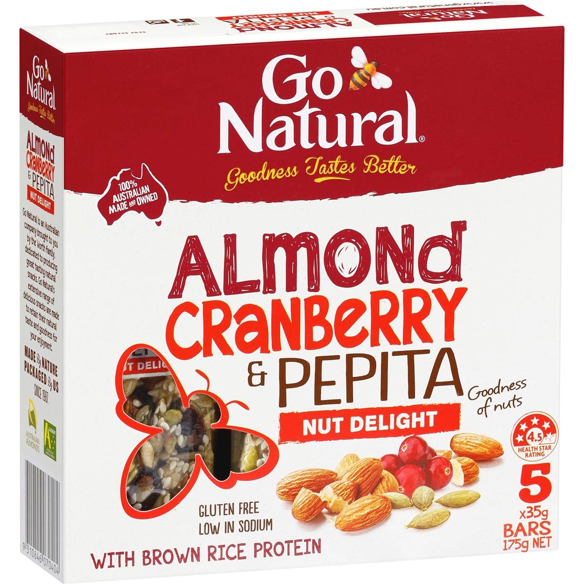 Go Natural Bars Almond Cranberry 175g Woolworths