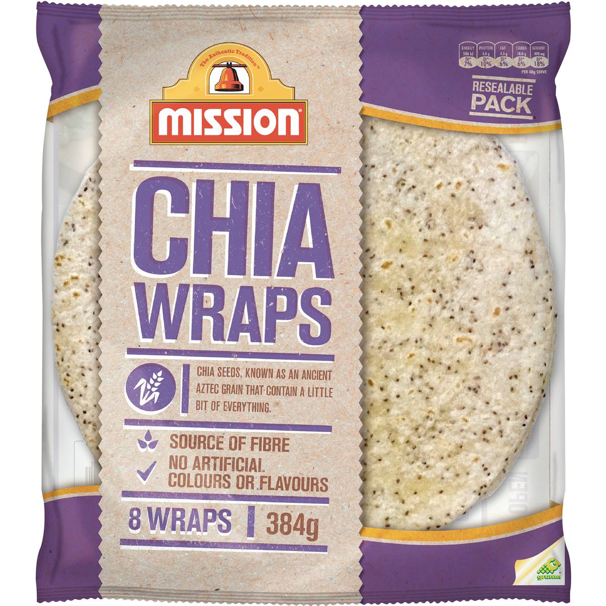 Mission Chia Wrap 384g Woolworths