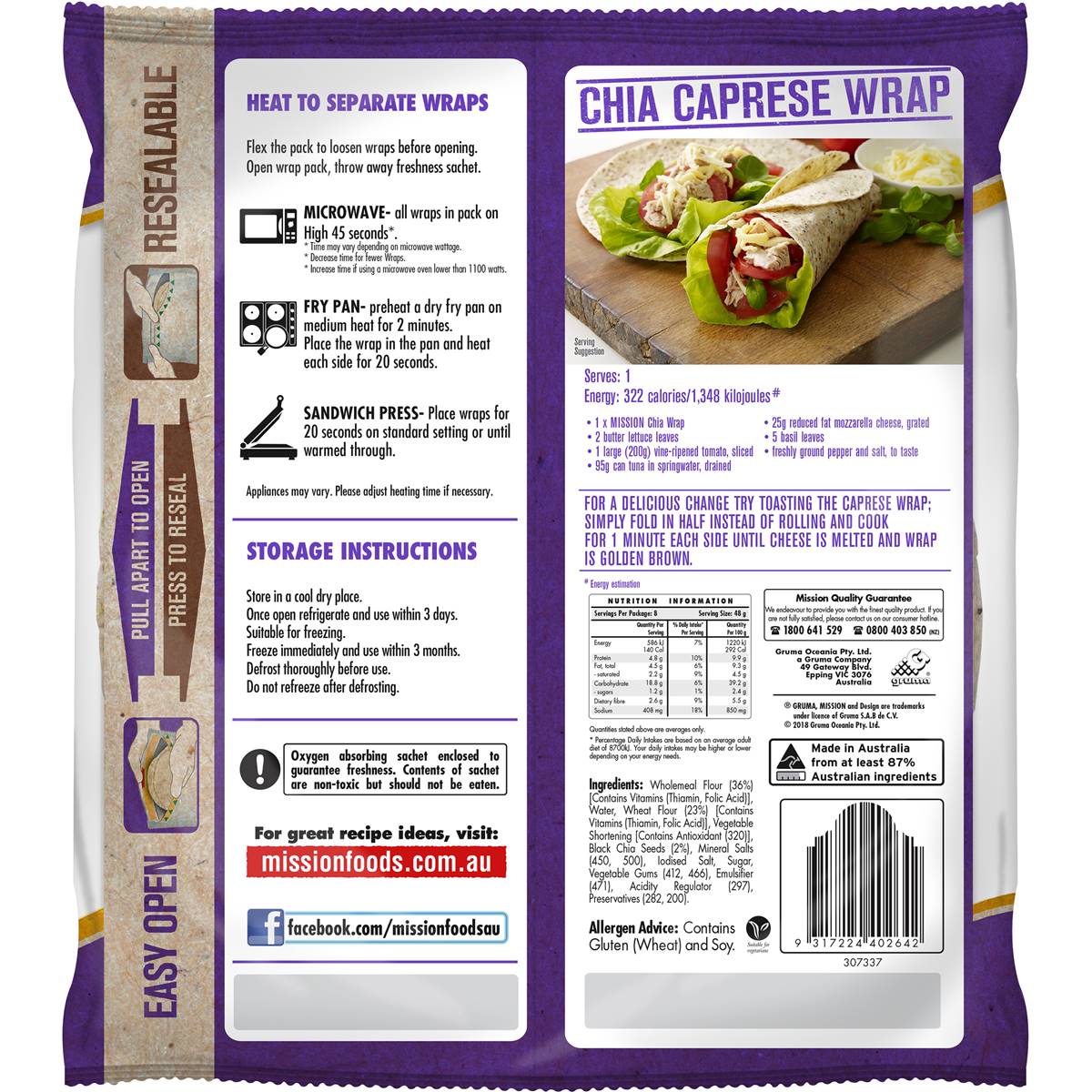 Mission Chia Wrap 384g Woolworths