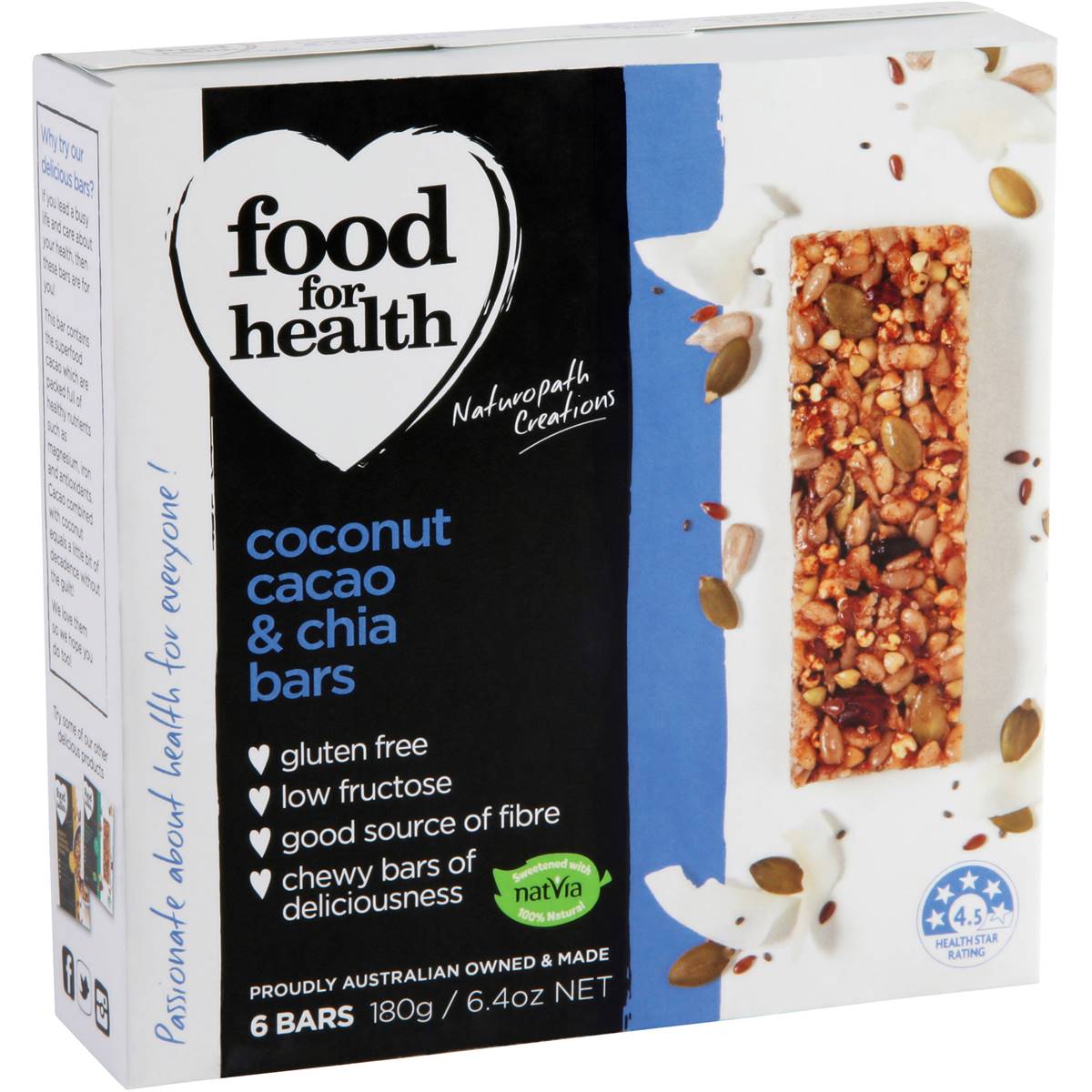 Food For Health Bars Coconut 180g Woolworths