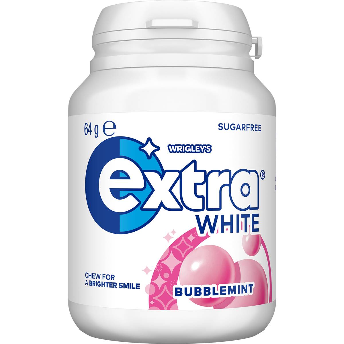 Extra White Bubblemint Sugar Free Chewing Gum Bottle 64g Woolworths