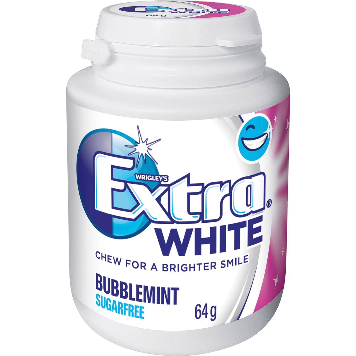 Extra White Bubblemint Sugar Free Chewing Gum Bottle 64g Woolworths