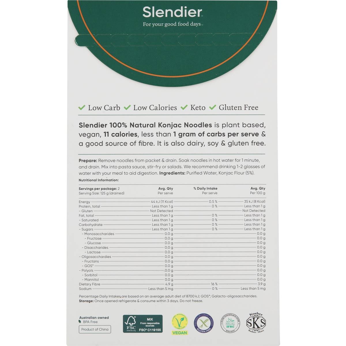 Slendier Noodles Style 400g Woolworths