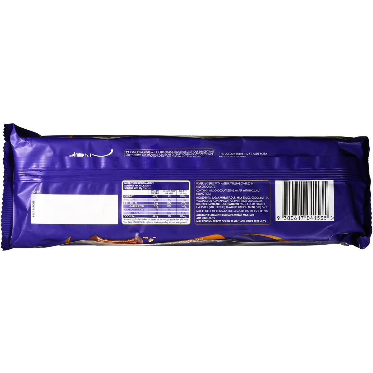 Cadbury Breakaway Hazelnut Biscuit 180g Woolworths