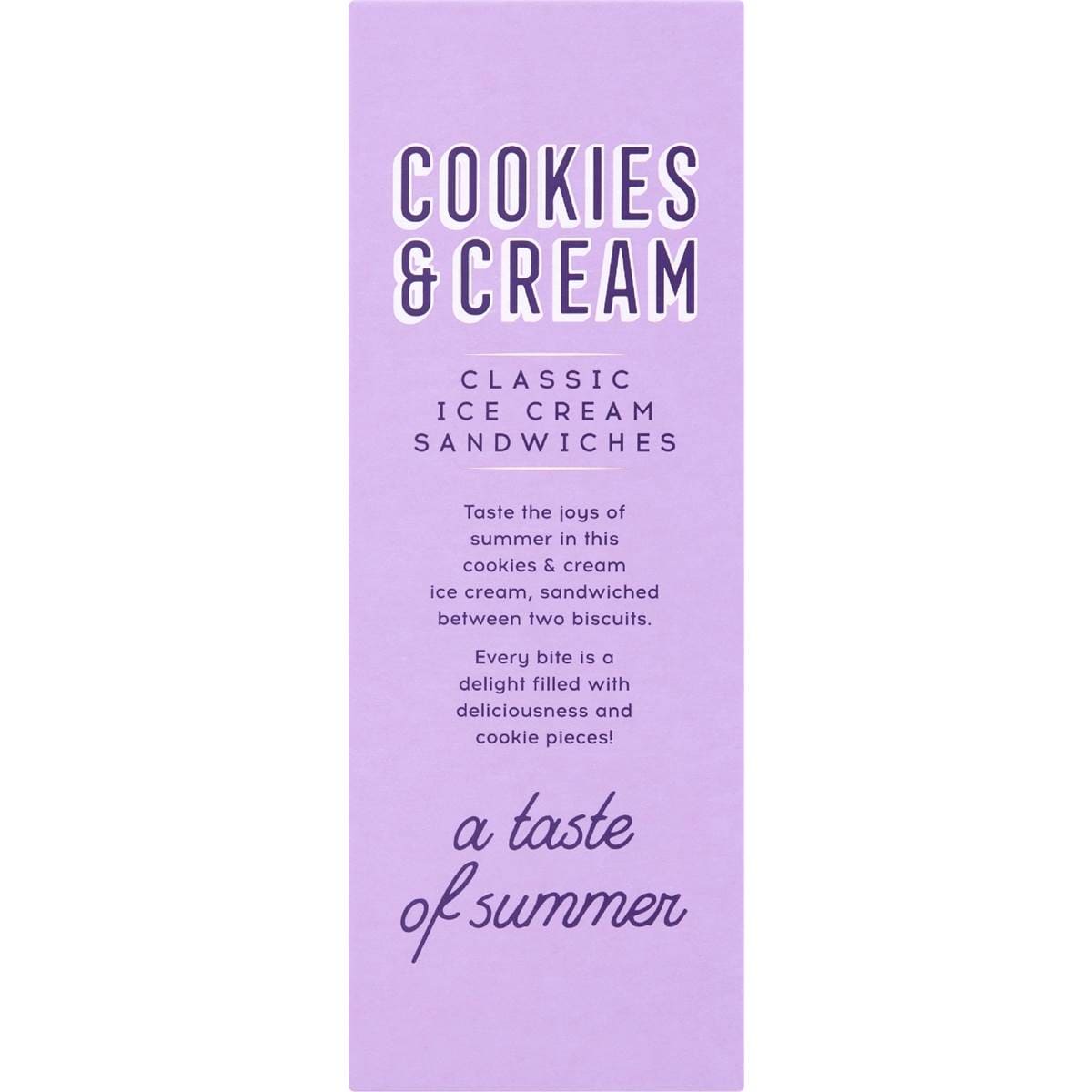 Woolworths Cookies & Cream Ice Cream Sandwich 4 Pack Woolworths