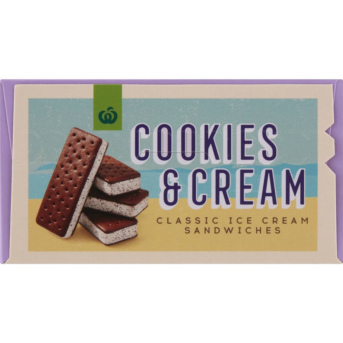 Woolworths Cookies & Cream Ice Cream Sandwich 4 Pack Woolworths