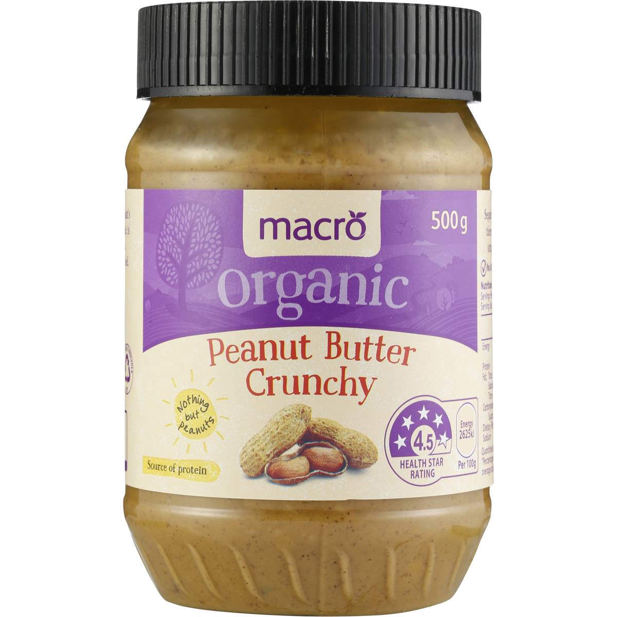 Macro Organic Crunchy Peanut Butter 500g Woolworths