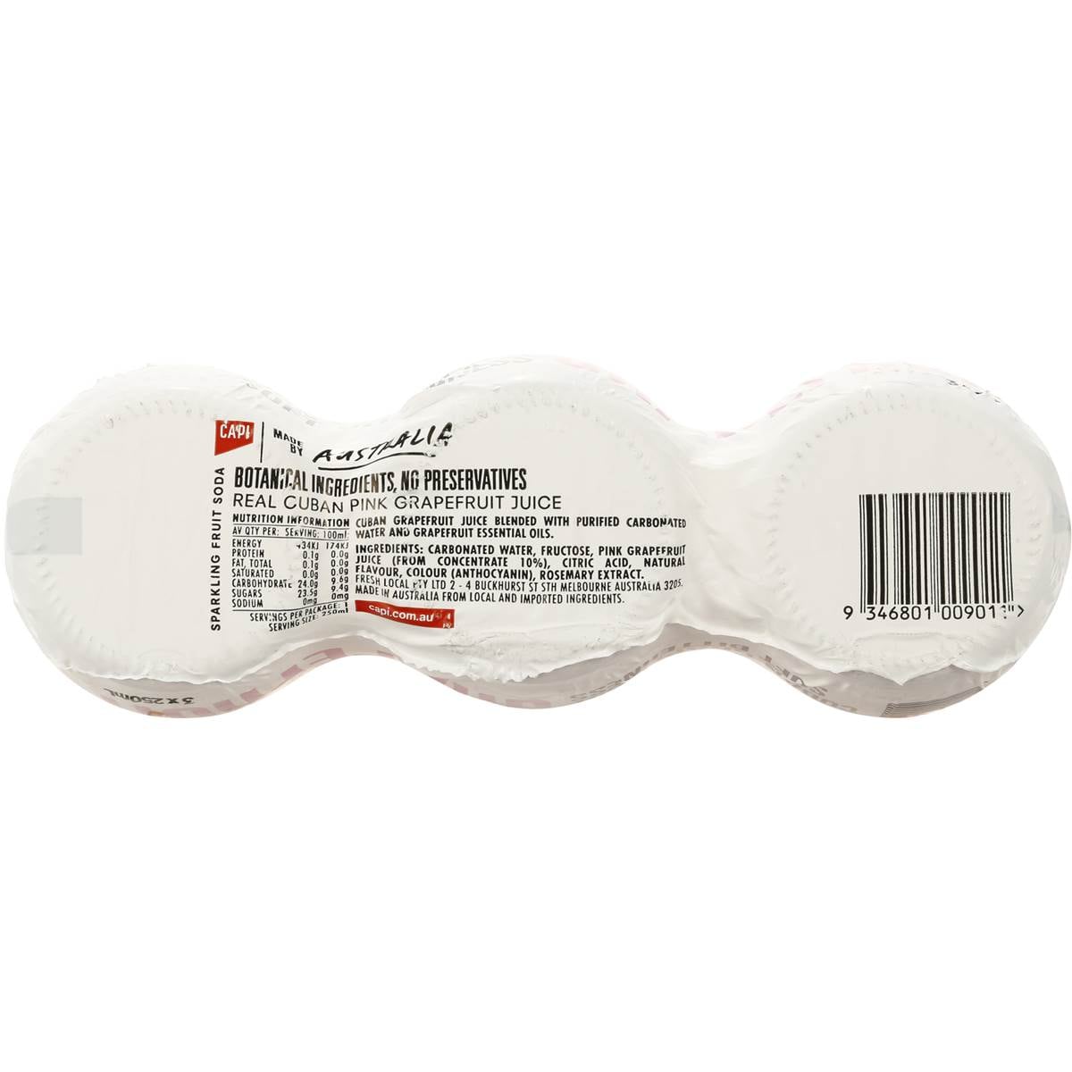 Capi Fruit Soda Pink Grapefruit 3x250ml Woolworths