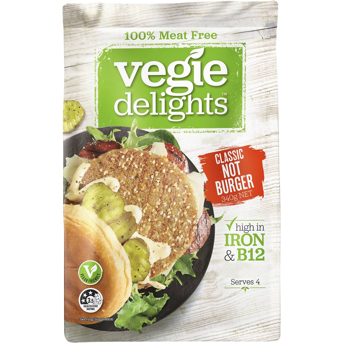 Vegie Delights Not Burger Frozen Meal 340g Woolworths