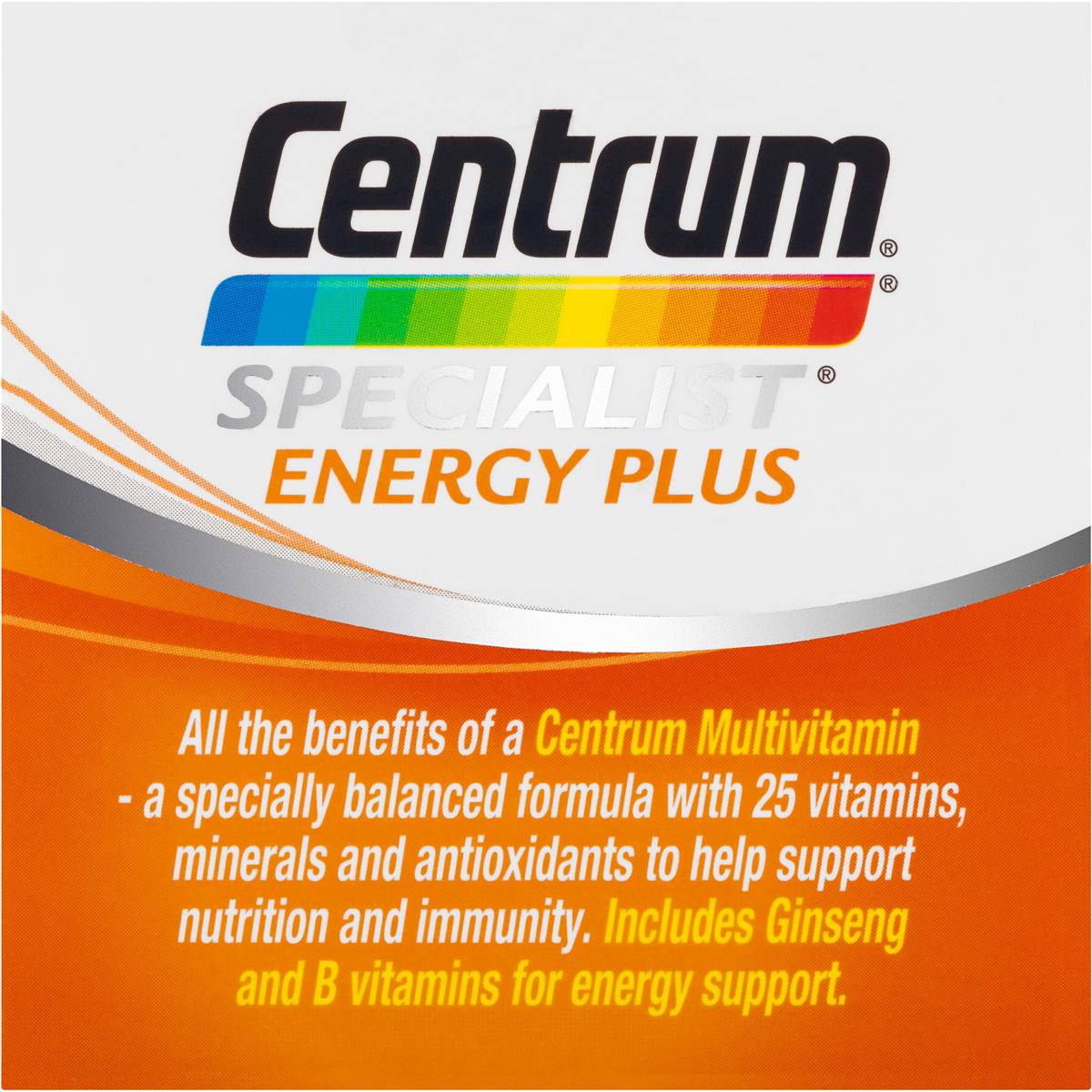 Centrum Specialist Energy Plus With Ginseng & B Vitamins 60 Pack ...