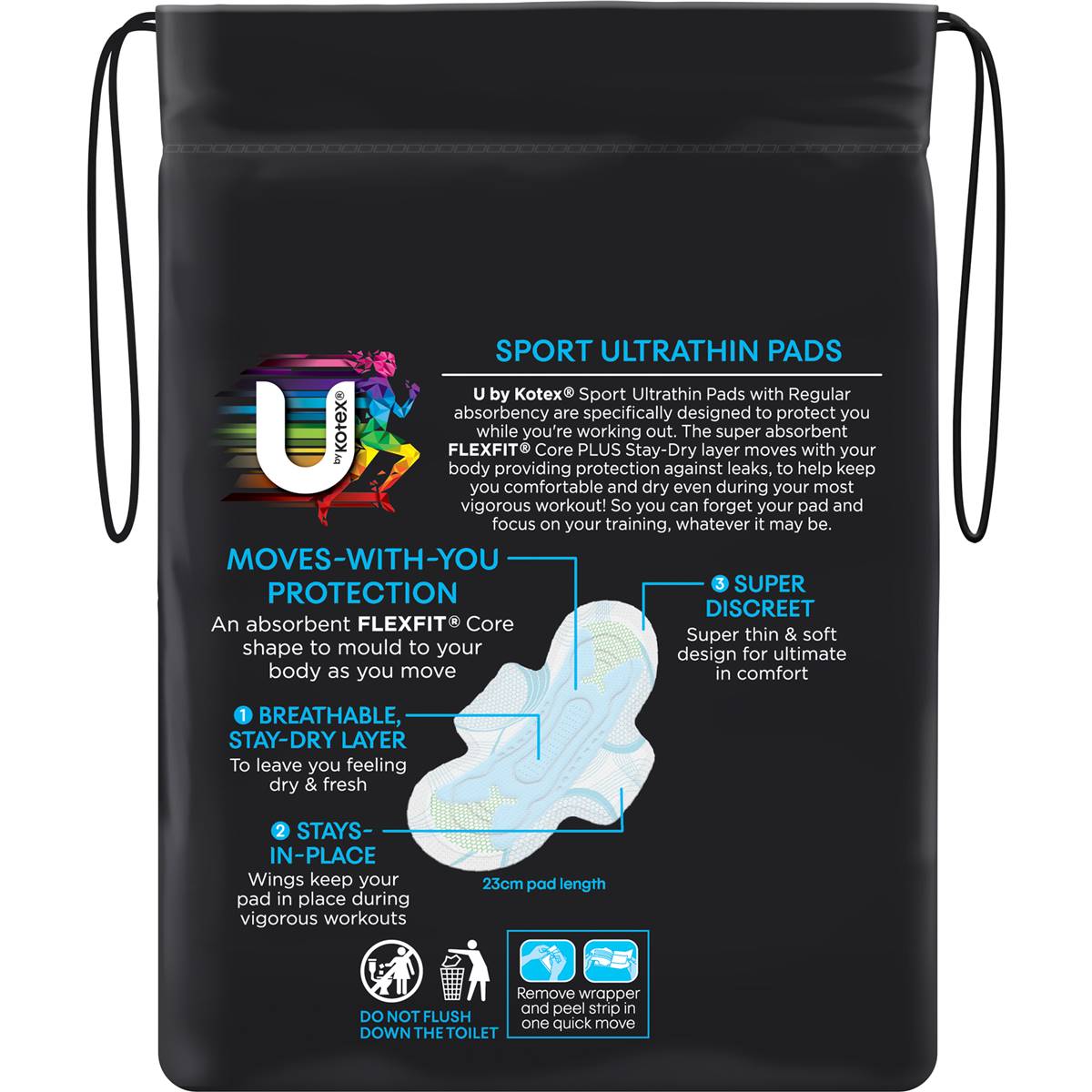 U By Kotex Sport Ultrathin Pads Regular With Wings 12 Pack Woolworths