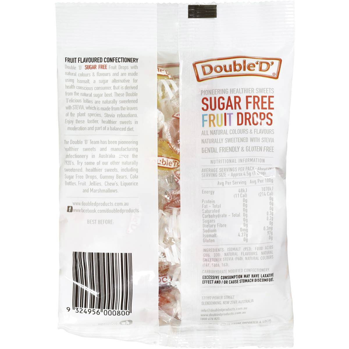 Double D Fruit Drops Sugar Free 90g bag Woolworths
