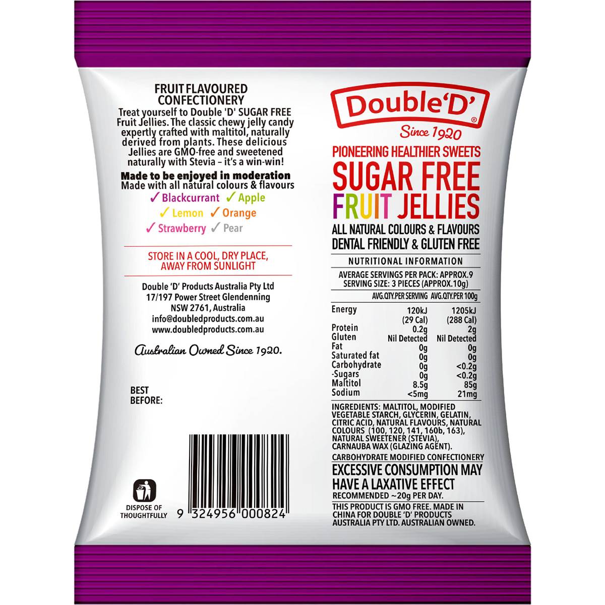 Double D Fruit Jellies Sugar Free 90g bag Woolworths