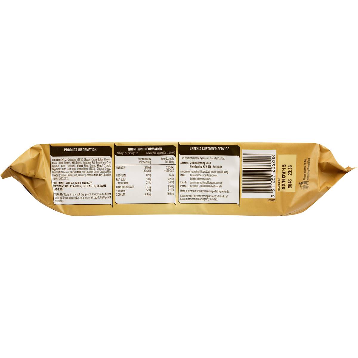 Green's Choc Chunk Drizzles 200g | Woolworths