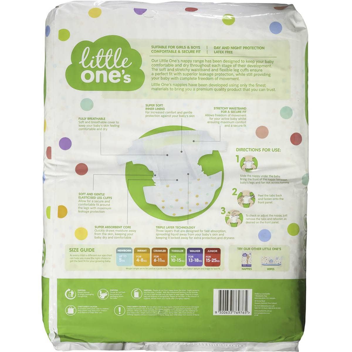 Little One's Ultra Dry Nappies Toddler 1015kg Boys & Girls 50 Pack