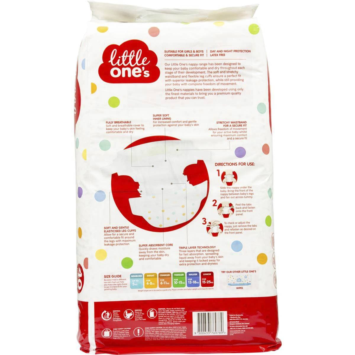 Little One's Ultra Dry Nappies Junior 1525kg Boys & Girls 40 Pack