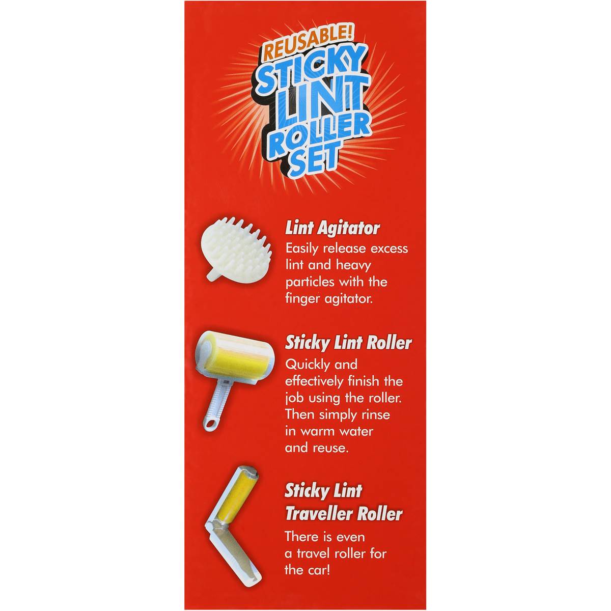 Schticky Lint Roller Set 3 Piece Reusable Each Woolworths