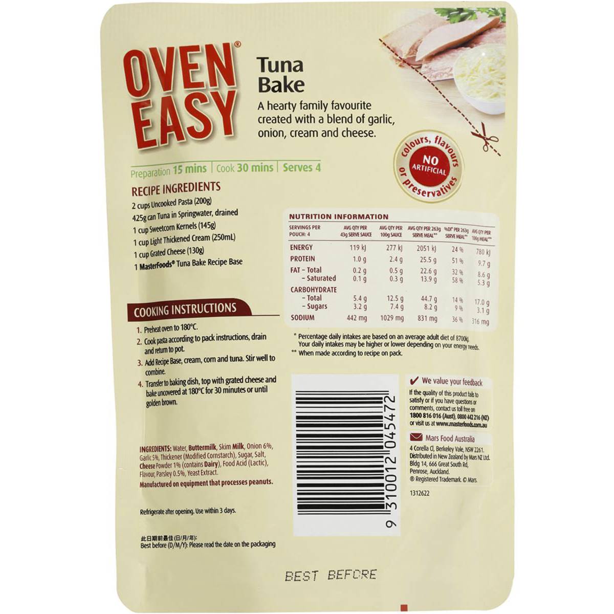 Masterfoods Tuna Bake Recipe Base 170g Woolworths