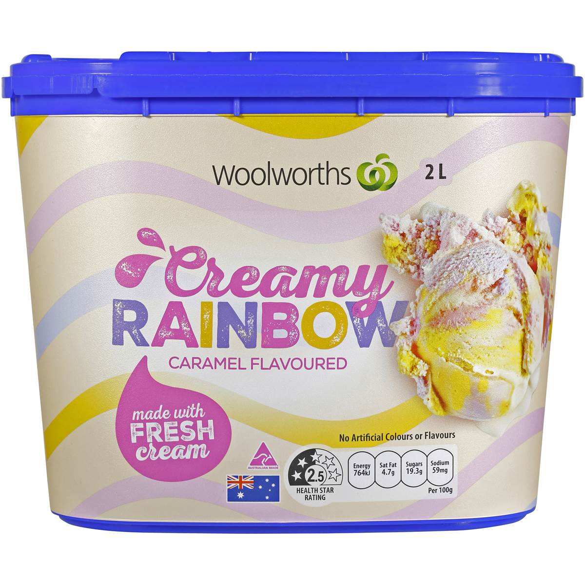 Woolworths Reduced Fat Ice Cream Rainbow 2l tub Woolworths