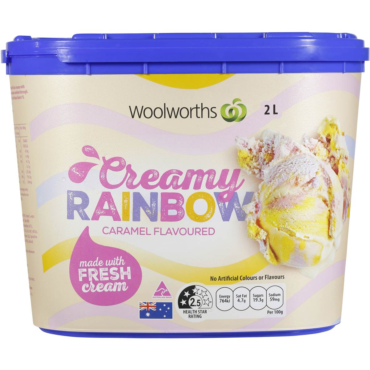 Woolworths Reduced Fat Ice Cream Rainbow 2l tub Woolworths