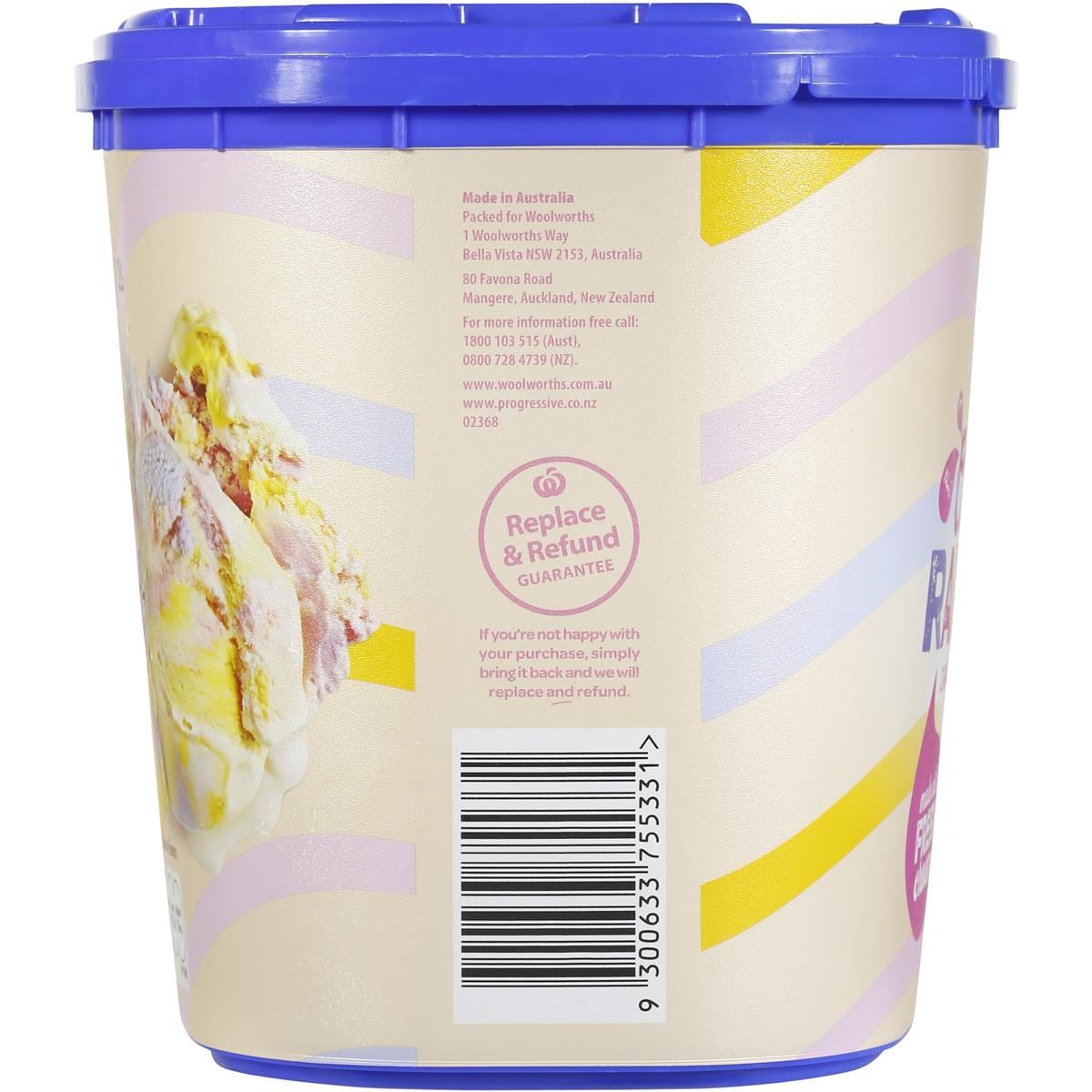 Woolworths Reduced Fat Ice Cream Rainbow 2l tub Woolworths