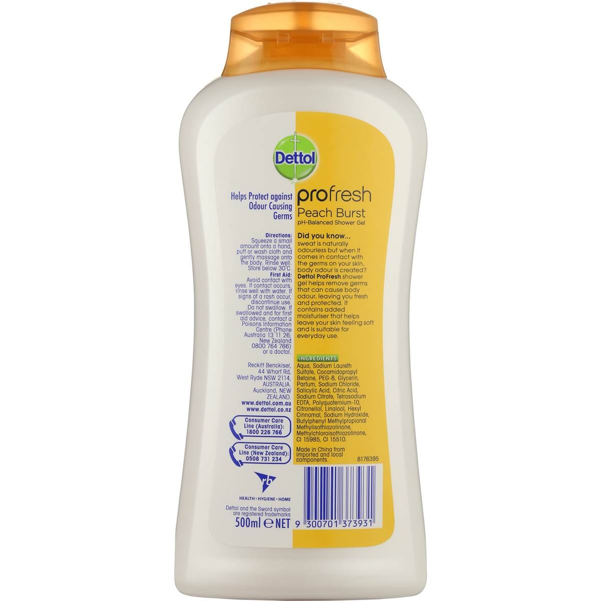 Dettol Profresh Shower Gel Body Wash Peach Burst 500ml Woolworths