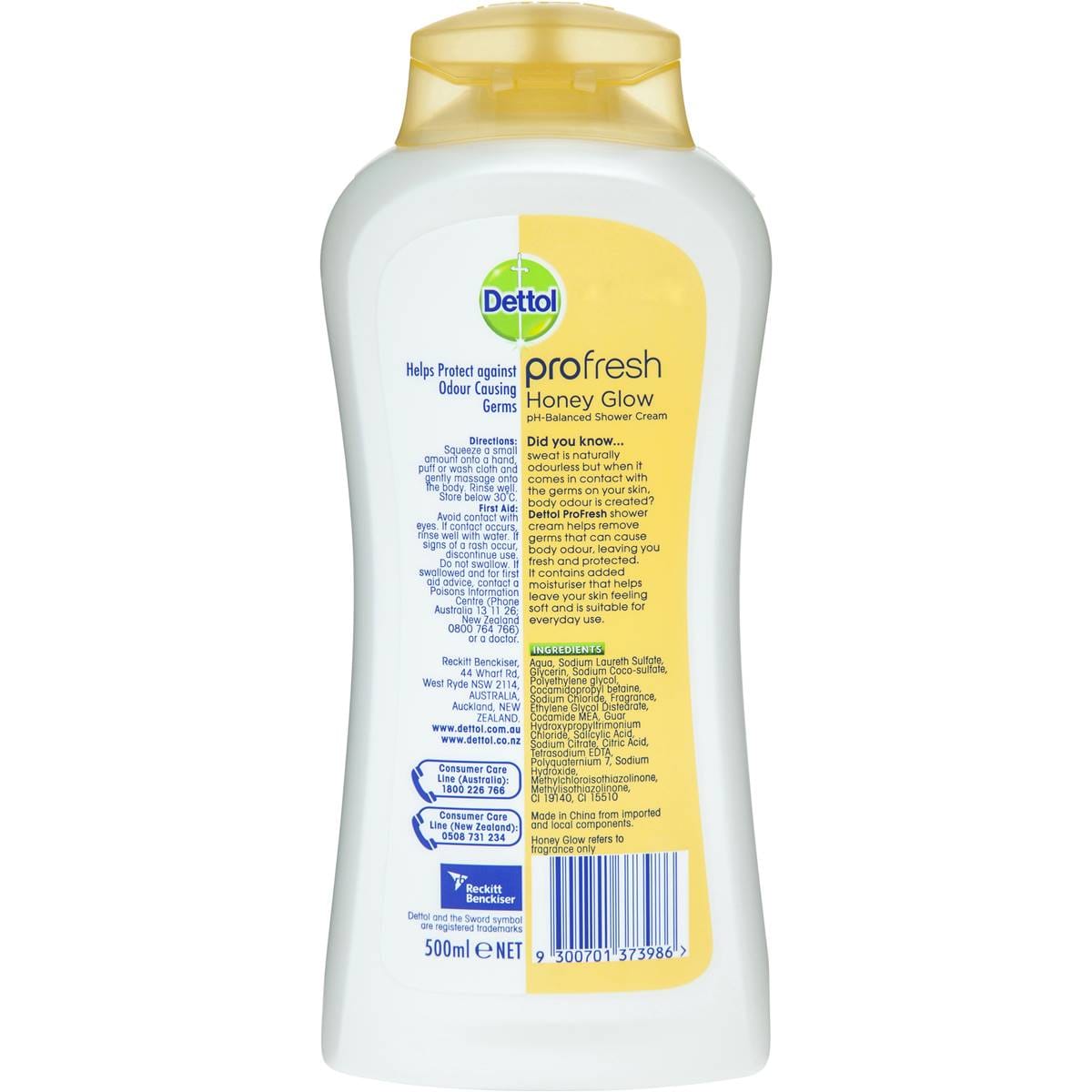Dettol Profresh Shower Cream Body Wash Honey Glow 500ml Woolworths