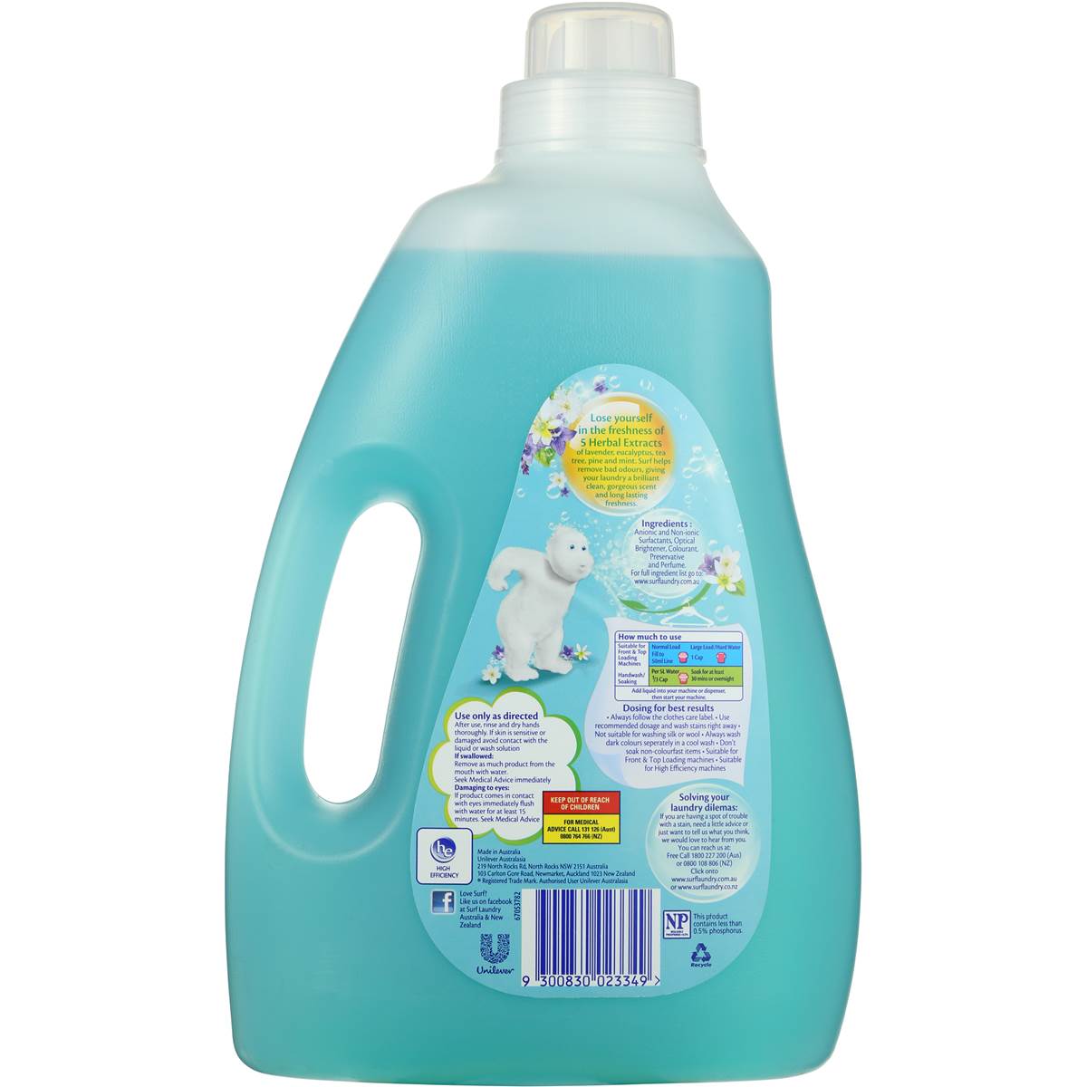 Surf Front & Top Loader Laundry Liquid Detergent Herbal Extracts 2l