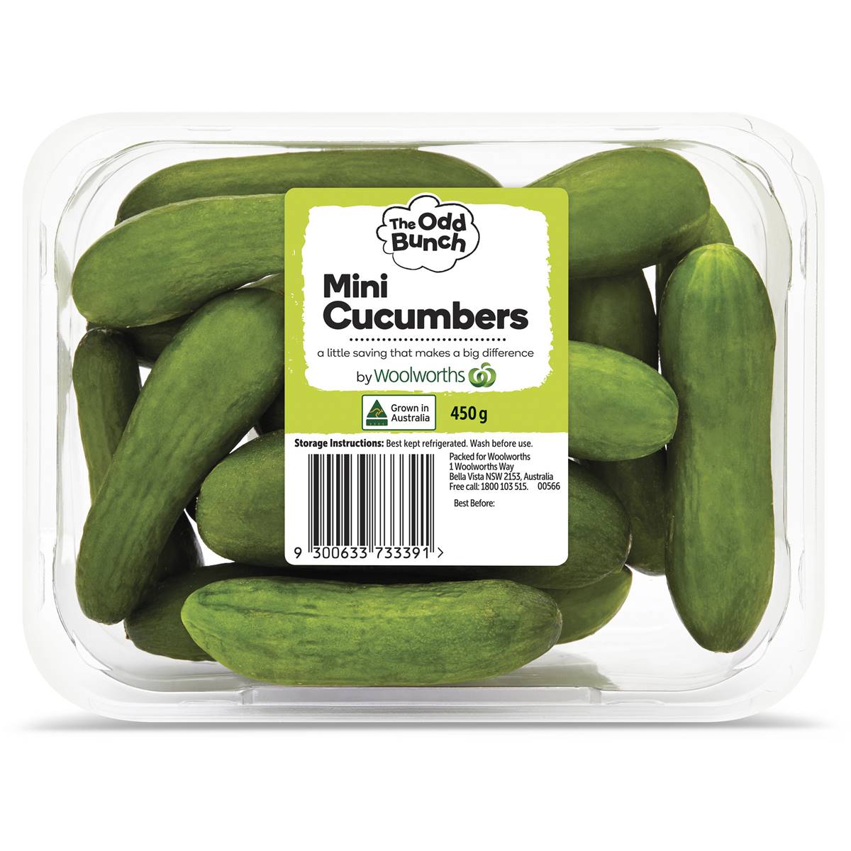 The Odd Bunch Mini Cucumber 450g Woolworths