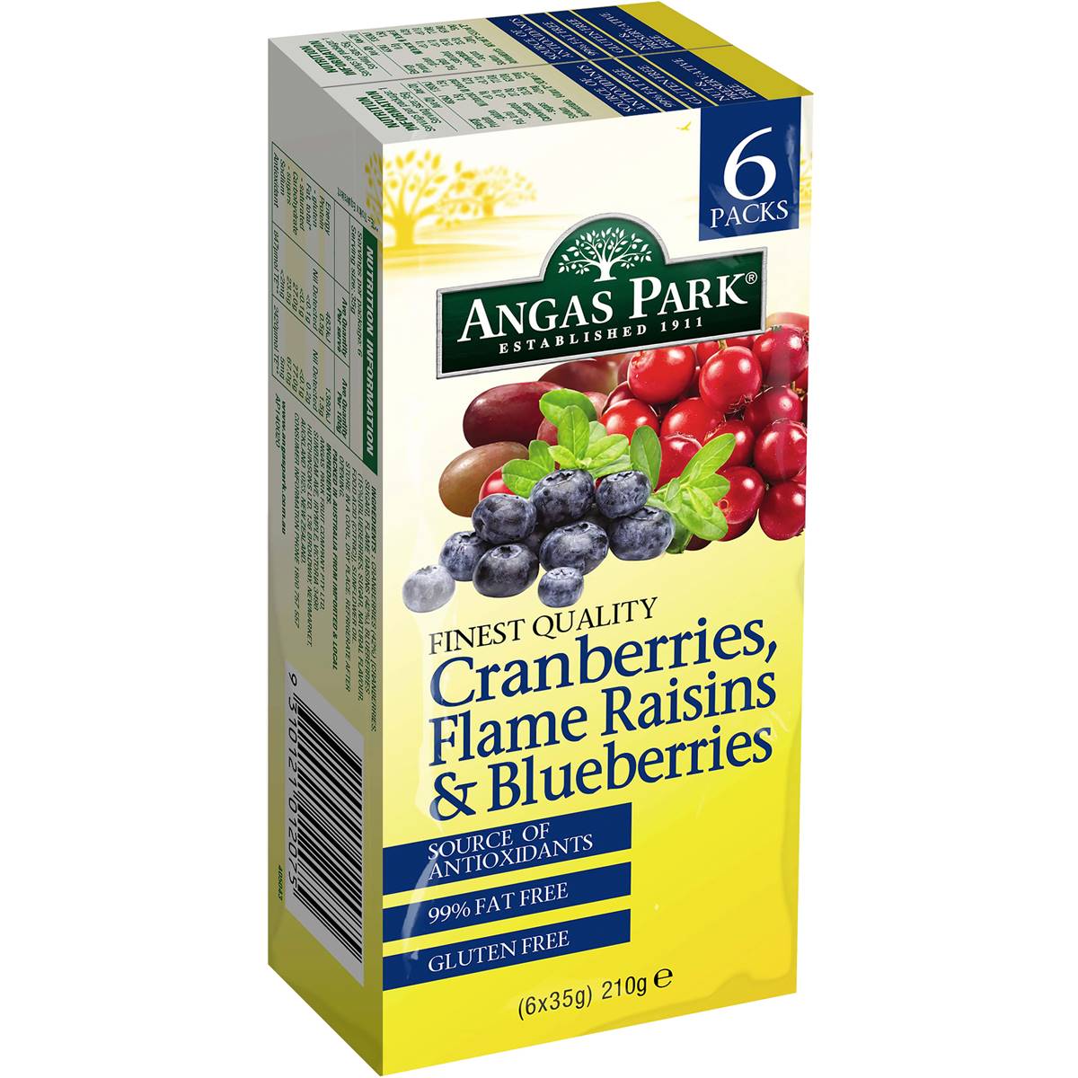 Angas Park Cranberries Raisins & Blueberrys 6 Pack Woolworths