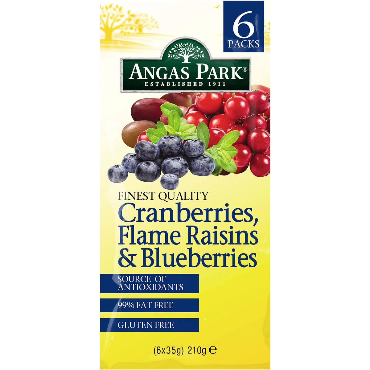 Angus Park Cranberries Raisins & Blueberrys 6pk 180g Woolworths