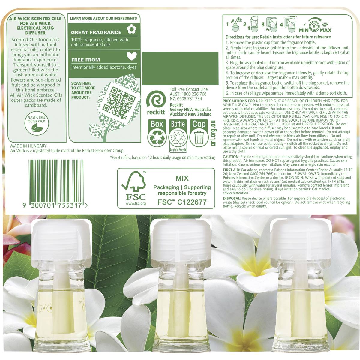 Air Wick Essential Oils Frangipani Plugin Diffuser Refill 19ml X 2