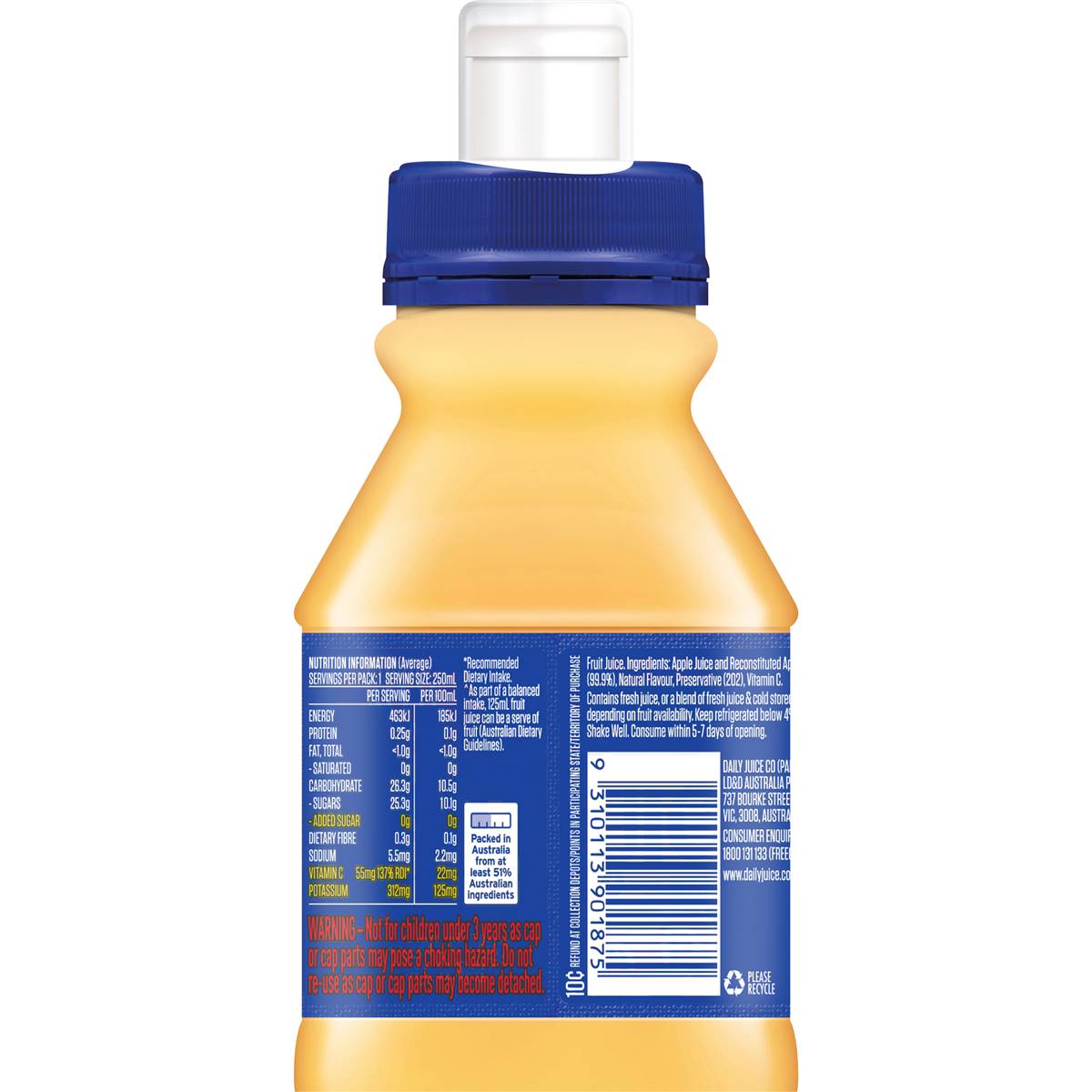 Daily Juice Pop Top Apple Juice 250ml Woolworths