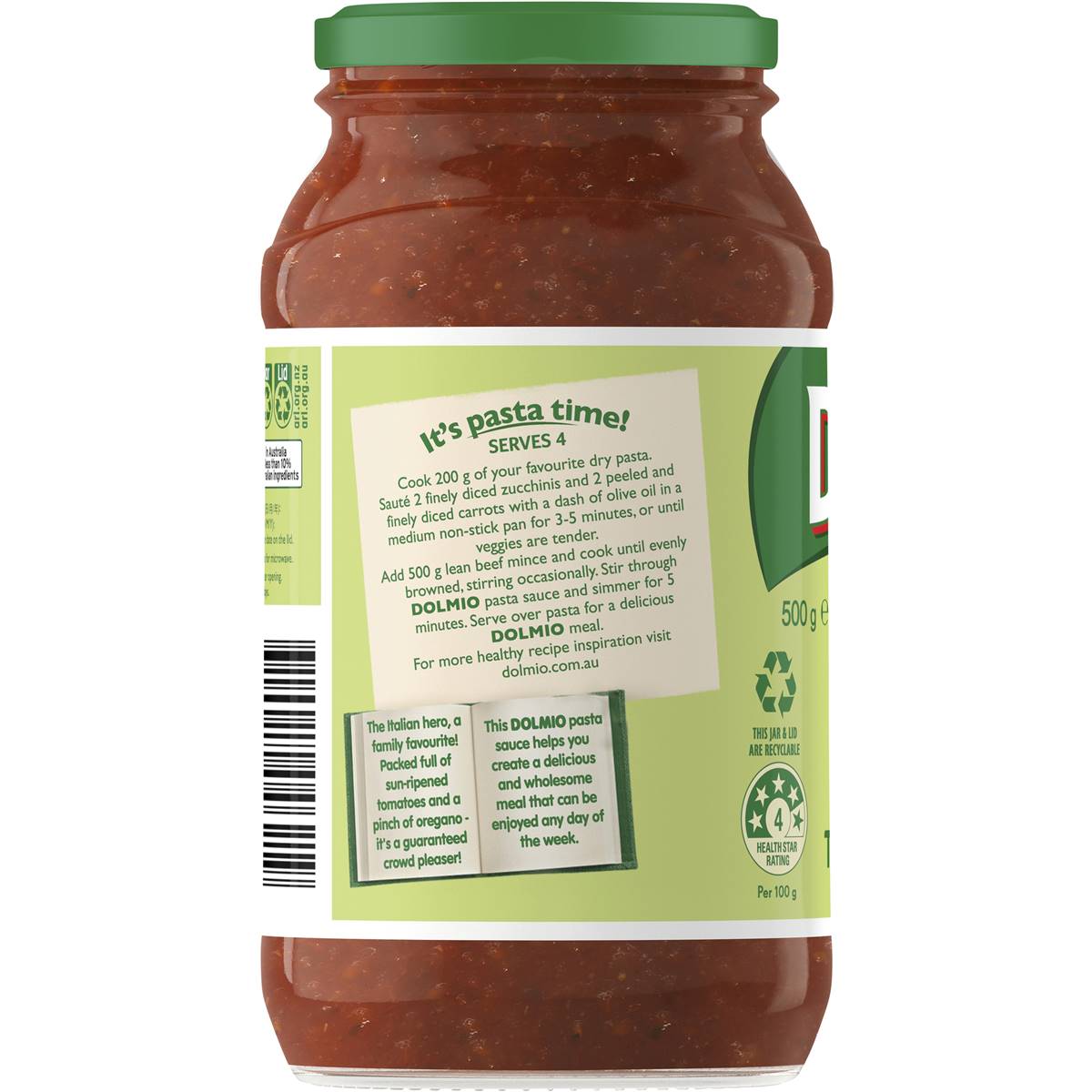 Dolmio Traditional Recipe Classic Tomato & Oregano Pasta Sauce 500g