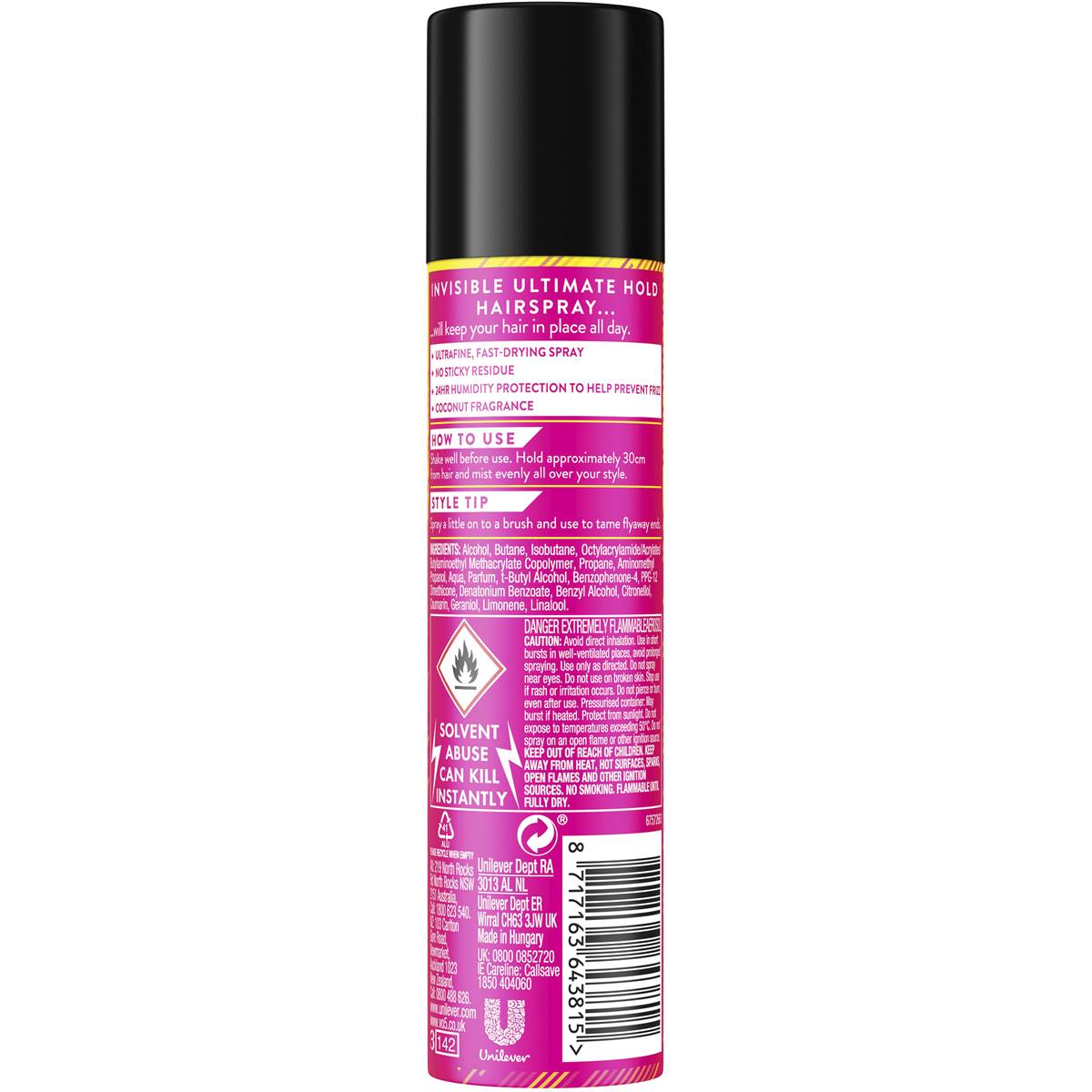 Vo5 Ultimate Hold Hairspray Weather Resistant 100ml | Woolworths