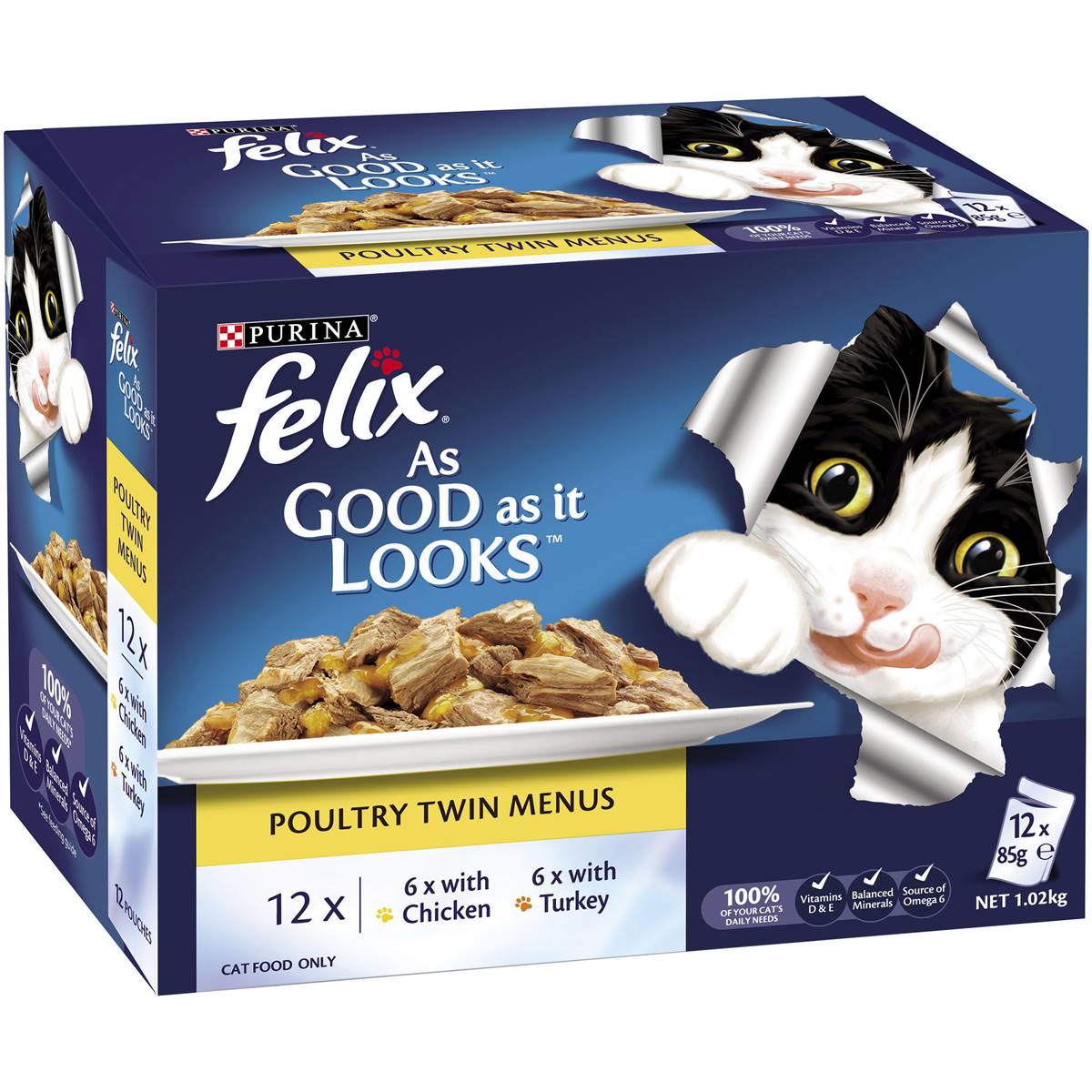 Felix As Good As It Looks Poultry Twin Menus 1020g Woolworths