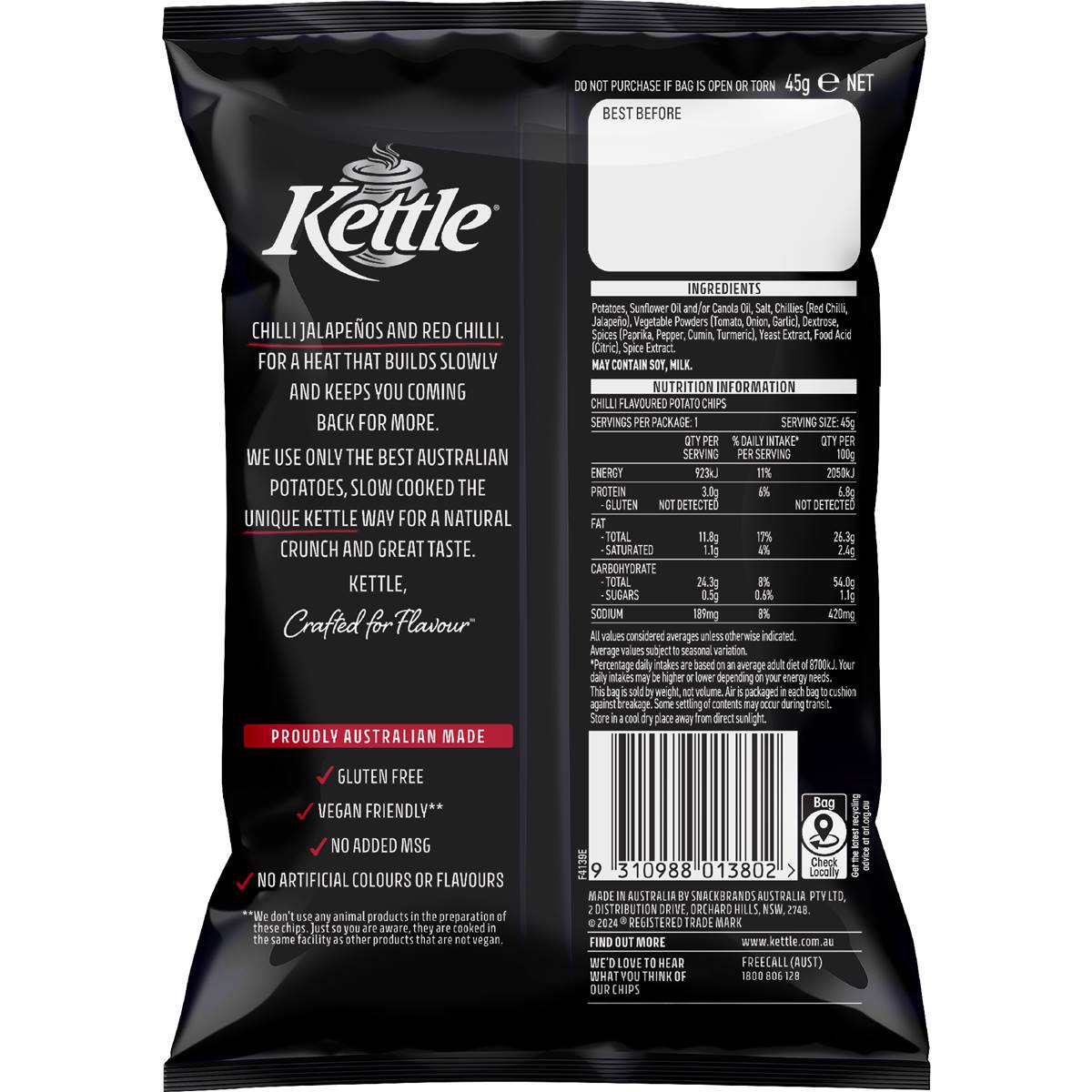 Kettle Chilli Chips 45g Woolworths
