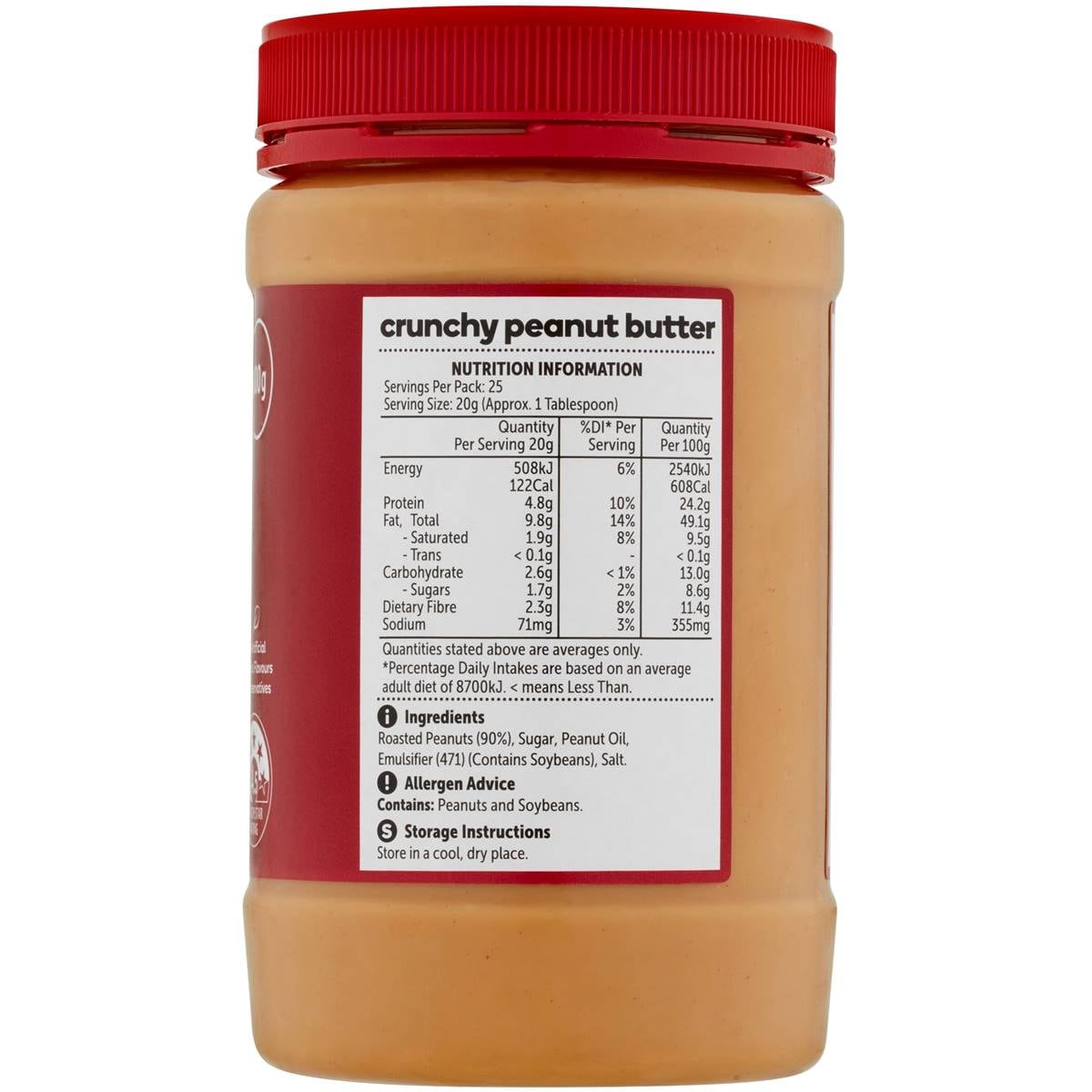Woolworths Essentials Peanut Butter Crunchy 500g Woolworths
