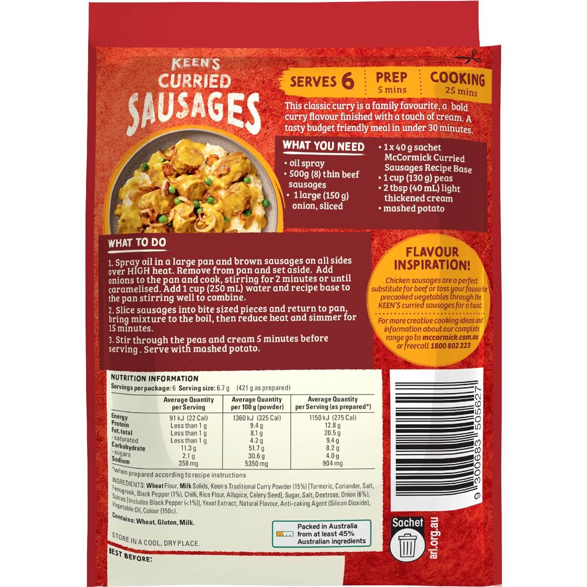 Mccormicks Keens Curried Sausages 40g Woolworths
