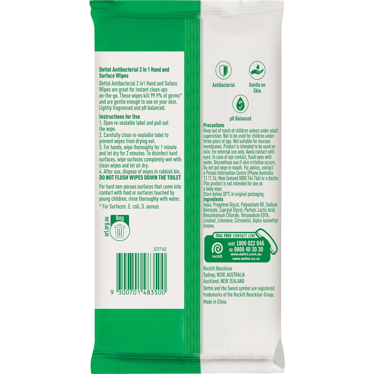 Dettol 2 In 1 Hands & Surfaces Antibacterial Wipes 60 Pack Woolworths