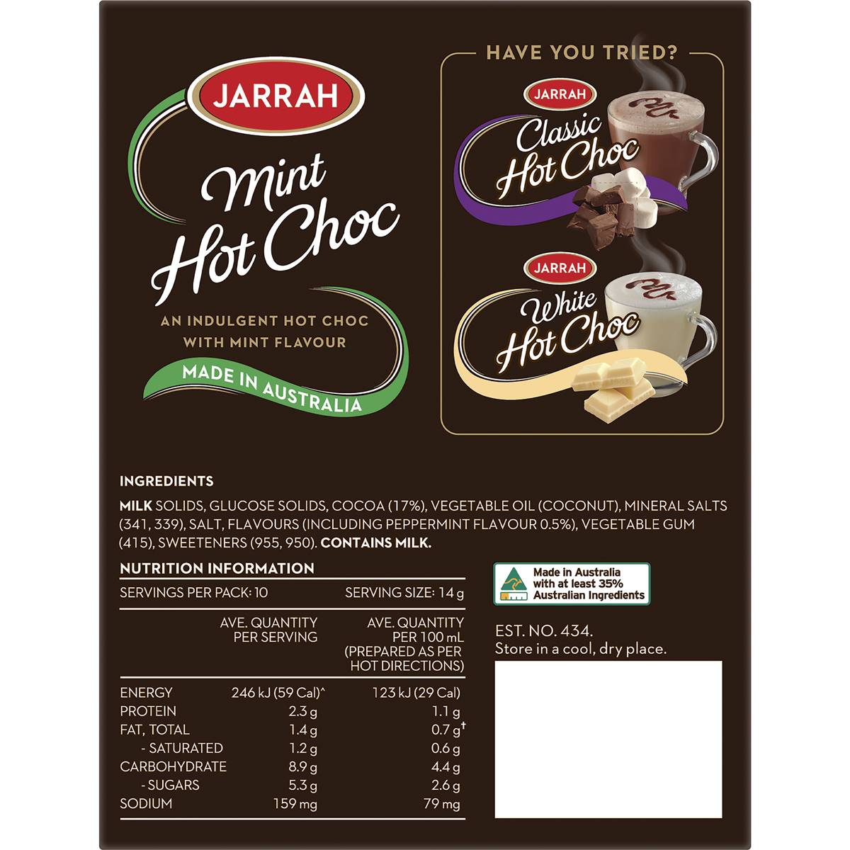 Jarrah Mint Hot Chocolate 10 Pack Woolworths