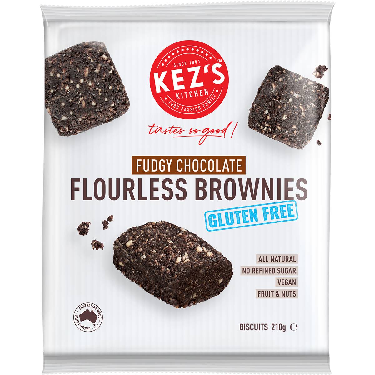 Kez's Kitchen Kitchen Gluten Free Fudgy Chocolate Flourless Brownies 210g