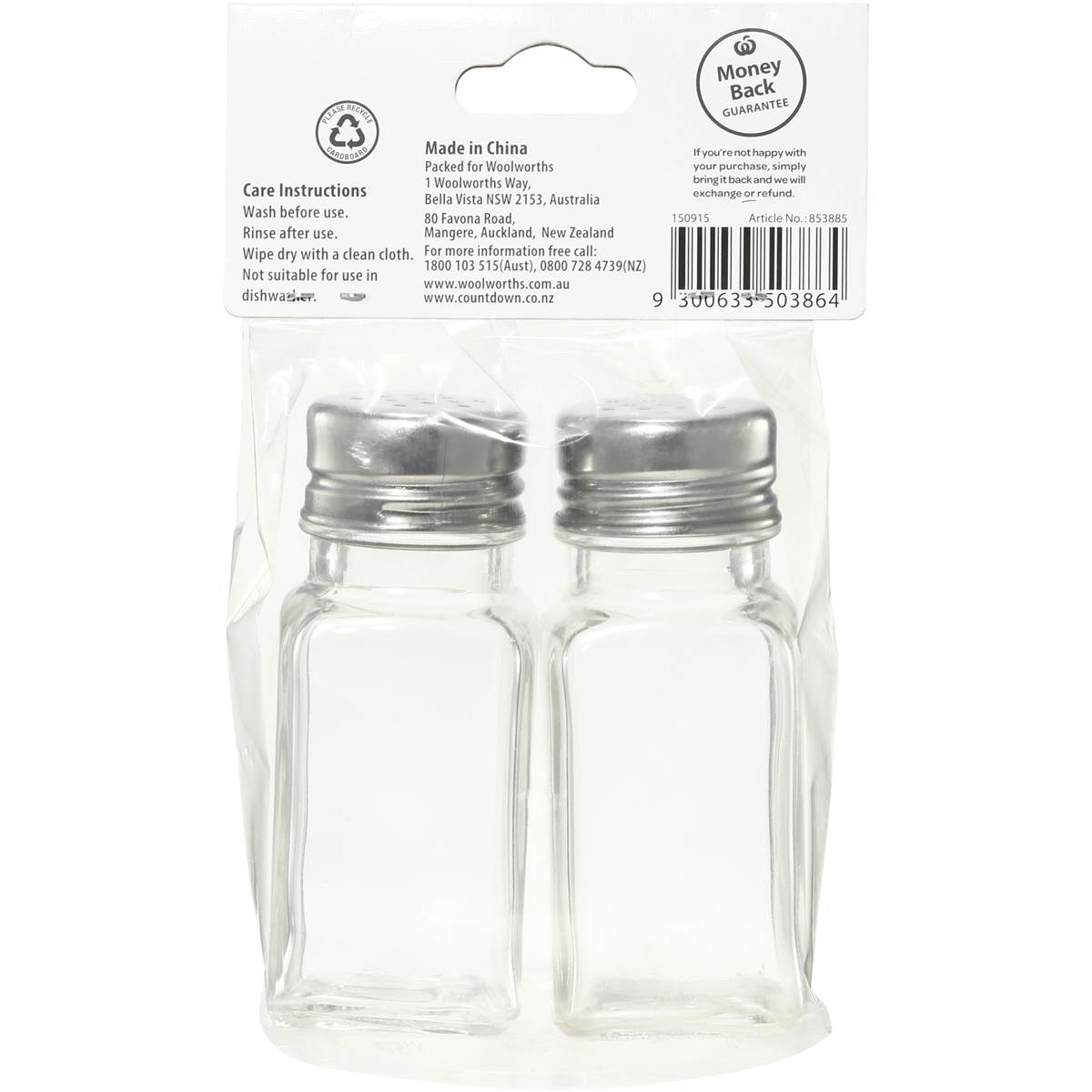 Essentials Salt & Pepper Shaker Glass 2 Piece Woolworths